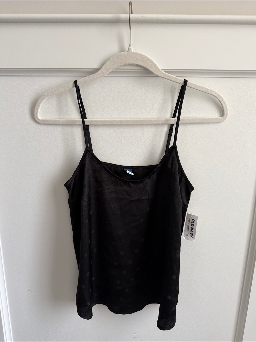NWT Old Navy Black Satin Polka Dot Adjustable Strap Cami